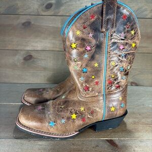 Dan post starlett kids youth size 4 shoes brown leather star cowboy boots